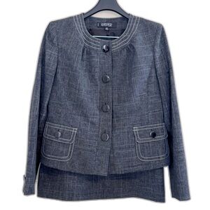 Kasper Jacket and Skirt Suit 4P 4 Petite Black Gray White Pattern